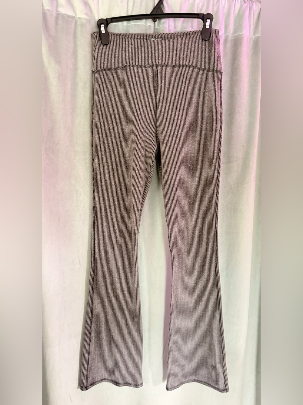 Ribbed Flare Pants in Light Taupe